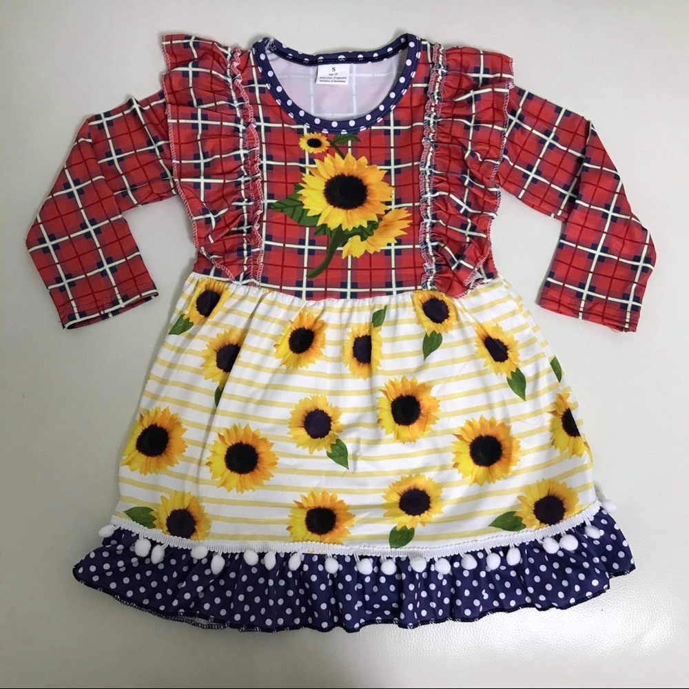 Sunflower cute long sleeve dress